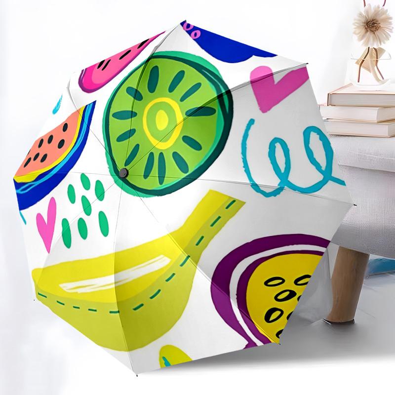 1pc Watermelon, Banana Automatic Folding Umbrella - Portable Collapsible Design, 8-Rib Iron Frame, Durable Fabric Yy251125099