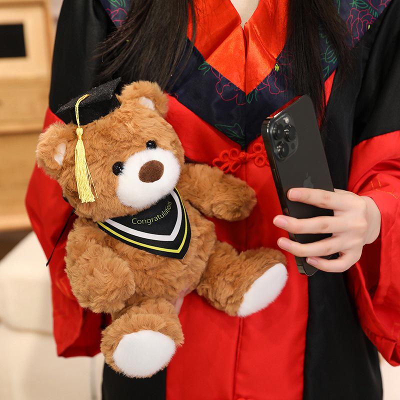 Cute Graduation Teddy Bear with Doctor's Hat - Commemorative Gift for Students