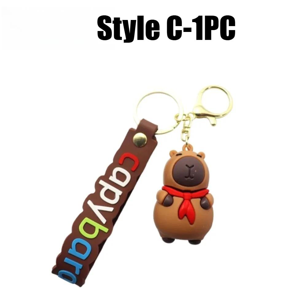 Adorable Capybara Key Ring 3D Capybara Figurine Bag Clip Decor for Children School Backpacks and Automotive Keychains