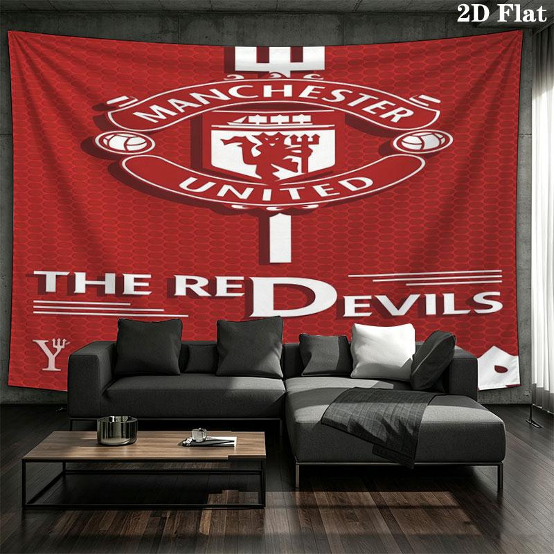 Manchester United F Custom Name Wall Tapestry Aesthetic Wall Hanging Printed Fabric Blanket Decorative Tapestries for Bedroom Living Room Home Decor