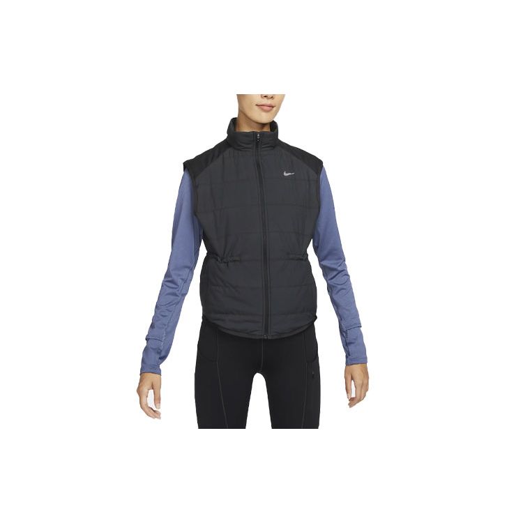 Nike Gilet da Donna Monocolore con Logo Collo Alto e Zip Nero FB7538-010
