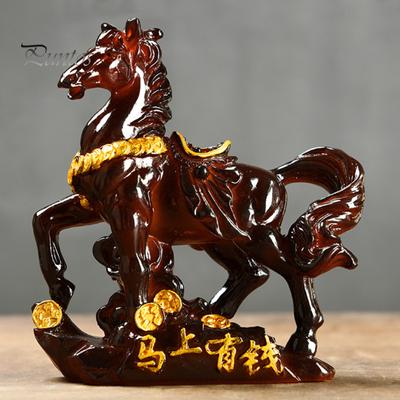 Tee-Haustier-Skulptur aus Pferdeharz, Farbwechsel-Pferdeornament, Hochtemperatur-Geldsymbol-Basis, Wohndekor für die Teezeremonie, Reichtumsanzeige