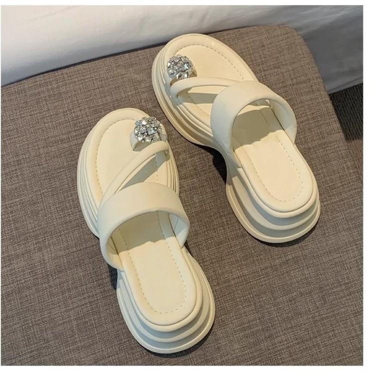 Dicke Sohle Hausschuhe Damen Sommer Sandale Damen Biskuit Kuchen Lässige Flip-Flops Mode Urlaub Outdoor Strand Plateau Schuhe