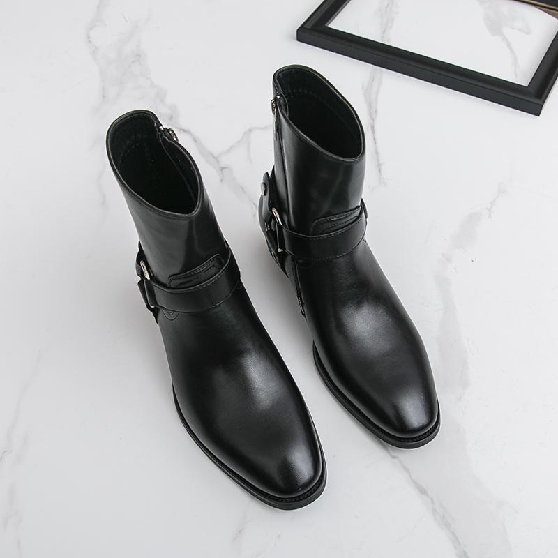 Myke og komfortable Chelsea-støvletter Merkevare Herre Lær Fritid Høy Topp Støvletter Mote Sideglidelås Lær Business Herre Støvletter