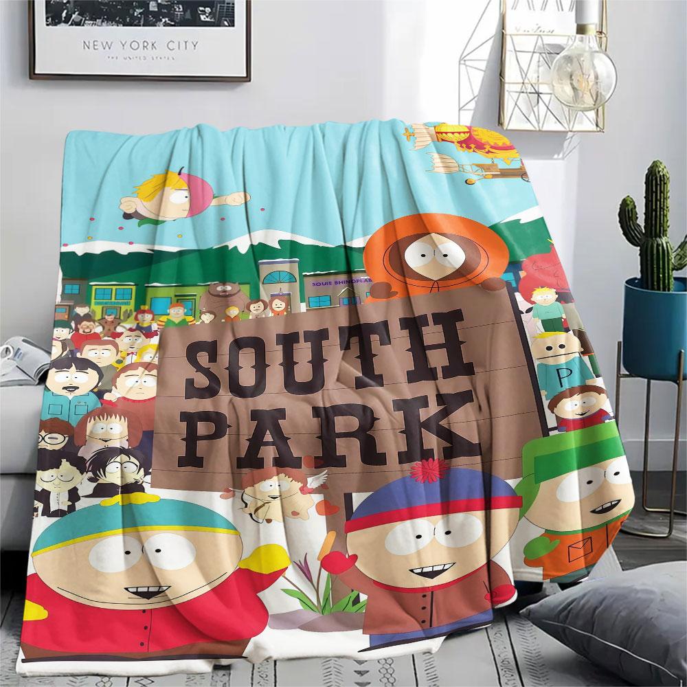 South Park Cartoon Printed Flannel Blanket, soft throw for bedroom sofa, washable, fan merchandise, great gift.