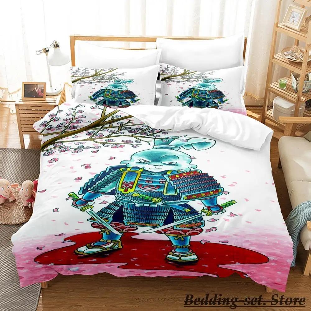 Samurai Kanin Sängklädesset Enkelt Twin Full Queen King Size Sängset Vuxen Barn Sovrum Påslakanset Anime sängkläder Säng
