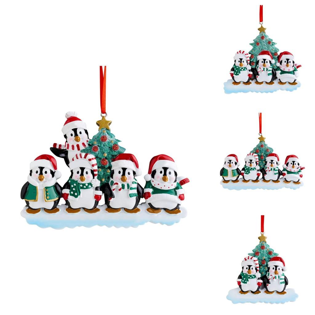 Charming Resin Penguin Family Christmas Ornaments Adorable Holiday Decorations Set