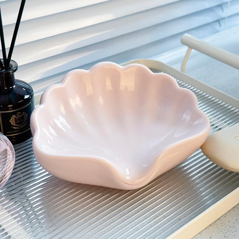 1PC Shell Shape Drain Soap Dish Holder Creative Home Soap Dishes Jewelry Boxes Storage Box Bathroom Accessories