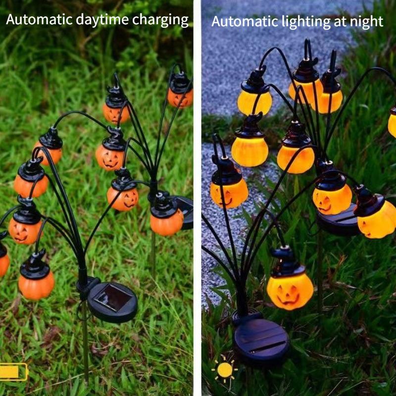 Halloween Bestsellers LED Solar Outdoor Floor Plug Pumpkin Lights Eye Catching Garden Yard Decor Lights For outdoor decoration