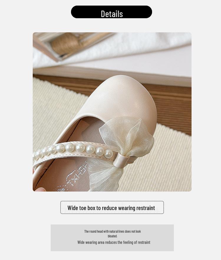 Mädchen Ballerinas mit Schleife und Perlen - Frühling/Herbst 2026, Weiche Ledersohle, Ideal für Auftritte & Tanz