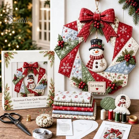 Progetti Creativi Fai da Te per la Casa Ghirlanda Patchwork Kit Artigianale, Modelli Stagionali da Cucito Natalizio, Kit Trapuntatura Fatti a Mano per Adulti Stile Rustico