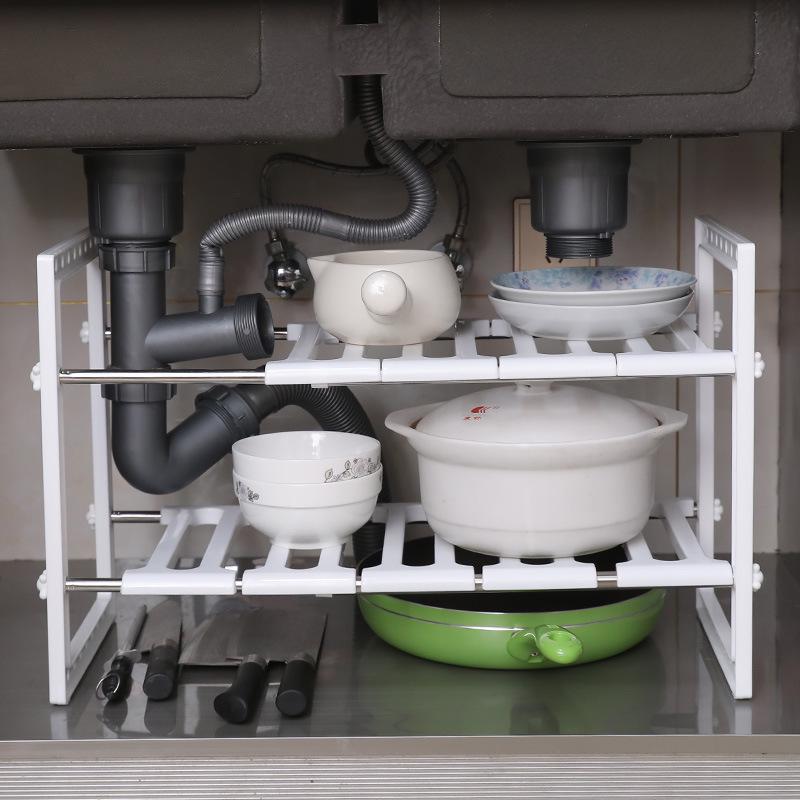 

Выдвижной кухонный органайзер из нержавеющей стали под раковину - Двухъярусная полка для хранения