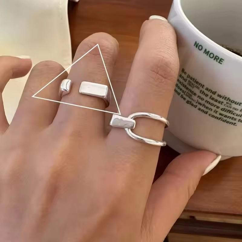Sterling Silver Trend Arched Wide Ring For Female Geometry Punk Design Jewelry Asymmetric Gift Dropshipping
