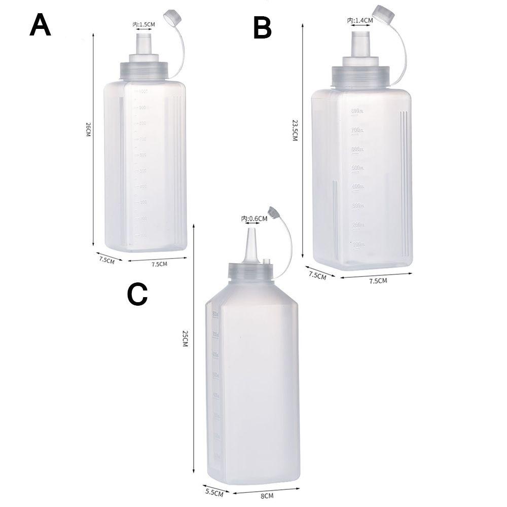 800/1000ml Kitchen Large Caliber Condiment Dispenser Squeeze Bottles Leak-Proof Seasoning Squeeze Squirt for Oil Sauce Mustard