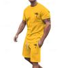 Men's T-shirt Suits 2 Pieces Outfits Tee & Shorts Short Sleeve Crew Neck Summer Coconut Tree Fashion Casual 2 Piece