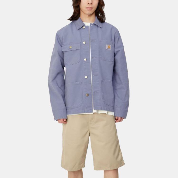Carhartt WIP SS24 Classic American Vintage Solid Color Comfortable Single-Breasted High Neck Drop Shoulder Long Sleeve Michigan Jacket I031519-25A-3K