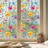 Autocollant en Verre Électrostatique Motif Ondes Florales PVC Adhésif Libre Double Face Coloré