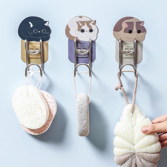 

Крючок для хранения Самоклеящийся настенный подвесной крючок Прочный удобный крючок-органайзер для стойки для раковины серый