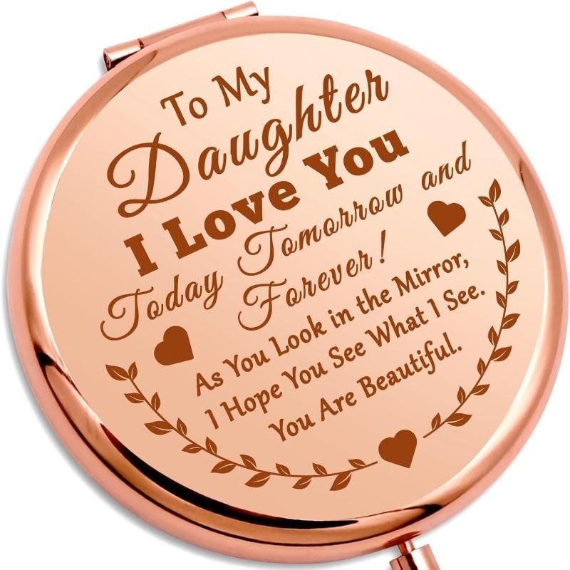 

1 шт. Элегантное двухстороннее металлическое зеркало для макияжа цвета розового золота, портативное компактное дорожное зеркало с подарками для девочек