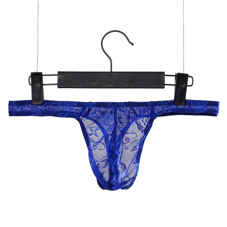 Low Waist Men'S Lace Thong Sex Exotic Lingerie Man G-String Ice Silk U Pouch Sheath Briefs Sissy Underpants Male Allure