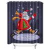 Tu Christmas Shower Curtain Santa Claus Festive Holiday Bathroom Decor Red And White Pattern Waterproof Xmas Gift Home