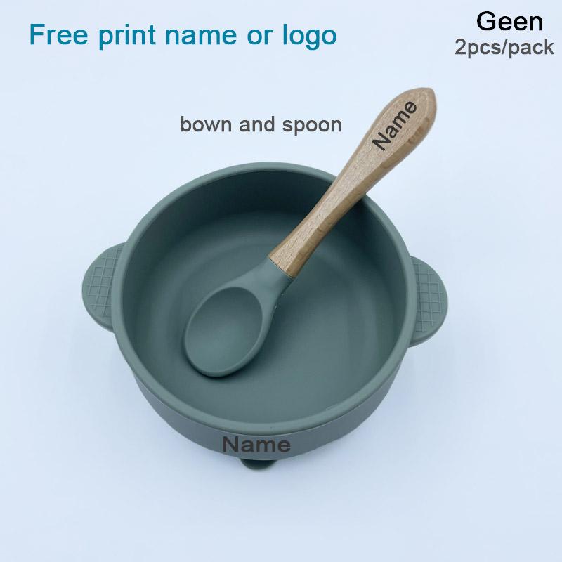 

Personalized Name Baby Silicone Feeding Set Sucker Bowl Silicone Dishes Plate For Baby Cup Bibs Spoon Fork Tableware BPA Free