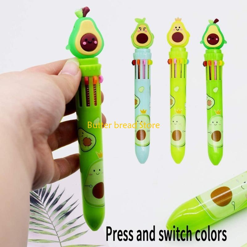 W89C 9Pcs/Pack Colored Ballpoint Pen 8 Different Colors for Student Writing Drawing