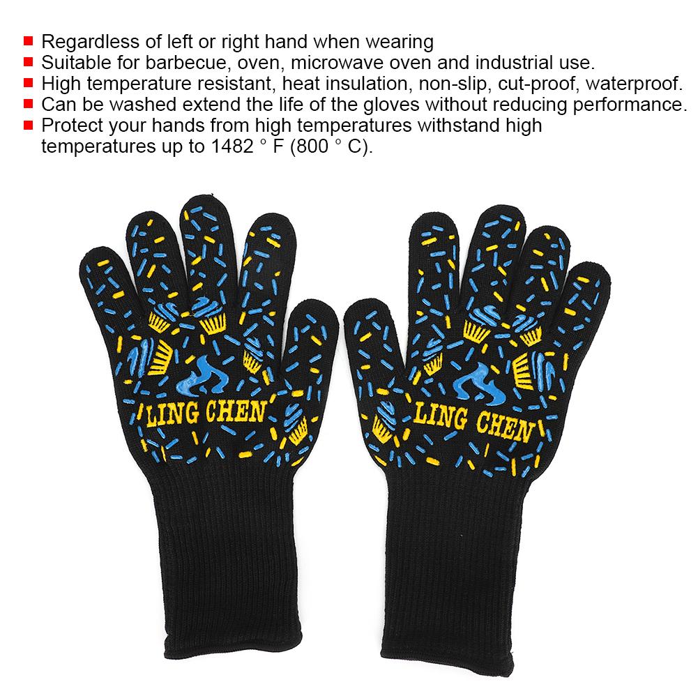 800  degrees  C High temperature Resistant Gloves Flame Retardant Non-Slip Waterproof for BBQ Microwave Oven