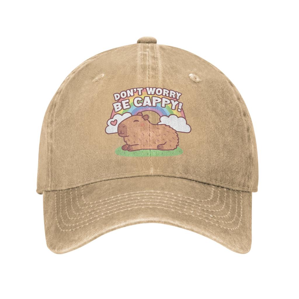 Cute Capybara And Rainbow Casual Baseball Cap For Unisex Summer Dont Worry Be Cappy Tennis Skate Hats Sunscreen Baseball Caps