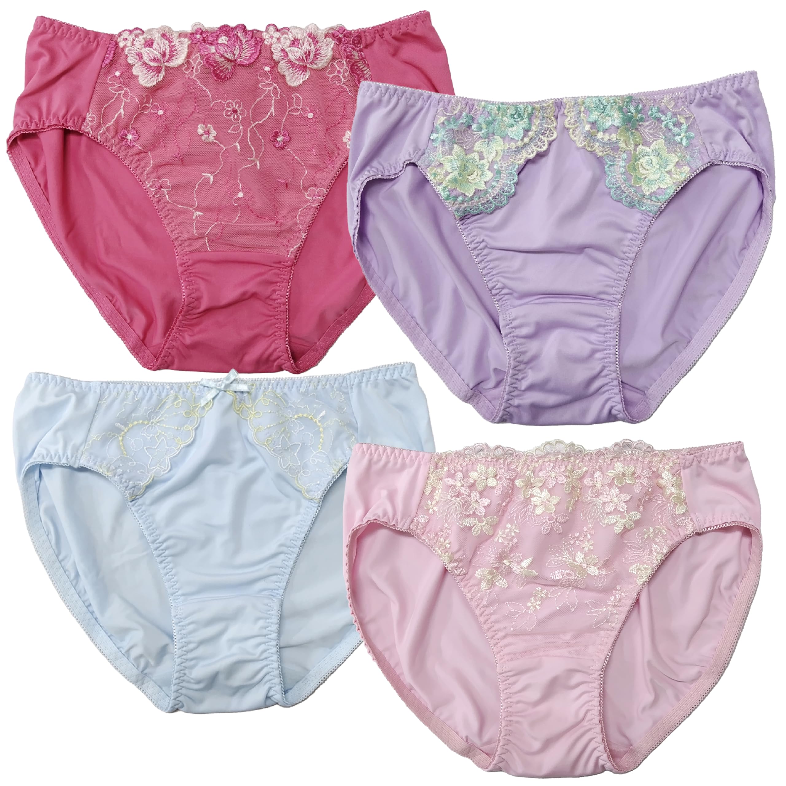 

VISE Stretch Panty Plus Floral Lace Set of Women s 4-Piece Set, Size, Embroidery, (WS0012-4L, 4)