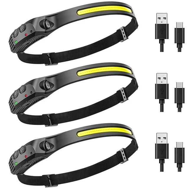 LED Headlamp Sensor Headlight USB Rechargeable Camping Search Light Head Flashlight With Built-in Battery Outdoor Work Light