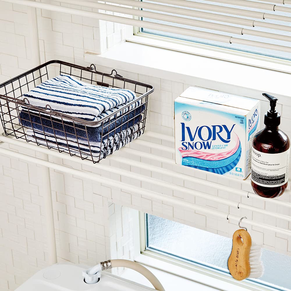 Bestco Washing Machine Rack, Tension Mount, Extendable, Waterproof Pan, Laundry Rack, Storage, Light Gray, NY-294