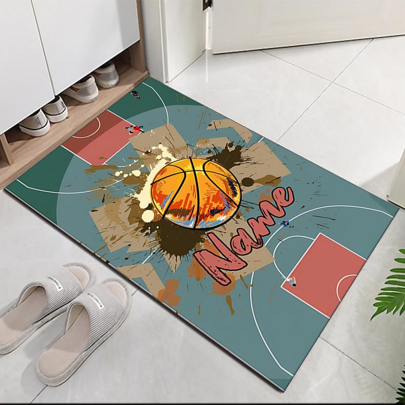 Custom Name Basketball Printed Carpet, for Office Chair Living Room Bedroom Kitchen Room Decor Gifts.