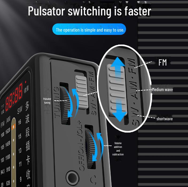 Huibang L35 Multi-Band Portable FM Radio with USB and Card Functionality