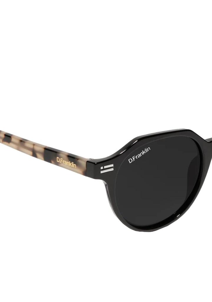 Dee Franklin Ultra Light S Round Sunglasses, Black/Black, DFKSUN0212-0800