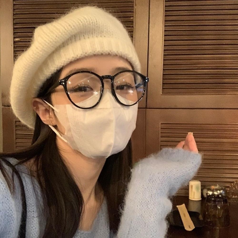 Einfarbige Mohair-Baskenmütze Warme Malermütze Retro Strickmütze Streetwear