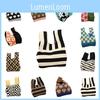 Stylish Knitted Tote Bag For Women In Retro Color Block Design