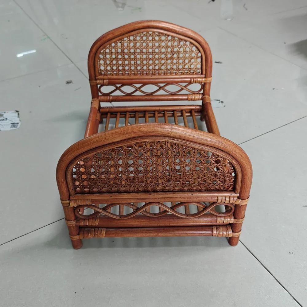 Wooden Bed Photo Vintage Rattan Posing Bed Background Photo Props Fotografia Handmade Bed Baby Shoot Accessories Infant Boy Girl