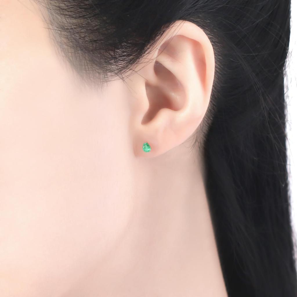 ESTELLE [Official] [Web Exclusive] Women's K10 Yellow Gold Earrings with Emerald (May Birthstone) and Drop Motif (0222-9756-0019-0000)