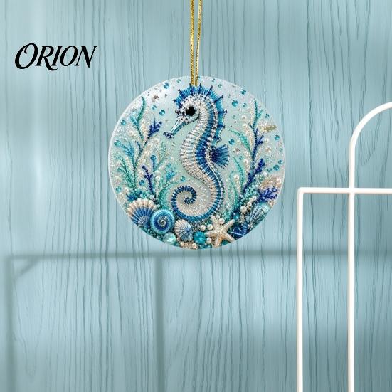 Souvenir Crafts for Memorial Collection Ocean Theme Pearl Art Hanging Ornament, 2D Flat Acrylic Coastal Thoughtful Gifts Special Occasions Sea