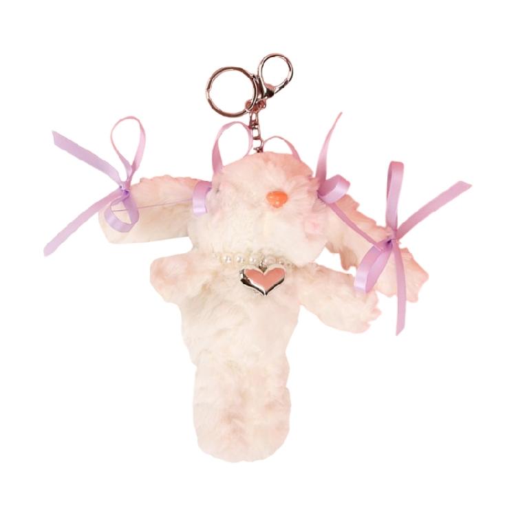Lovely Plush Rabbit Keychain Cartoon Rabbit Bag Charm Bag Ornament for Girl Featuring Soft Fabric and Eye Catching Color