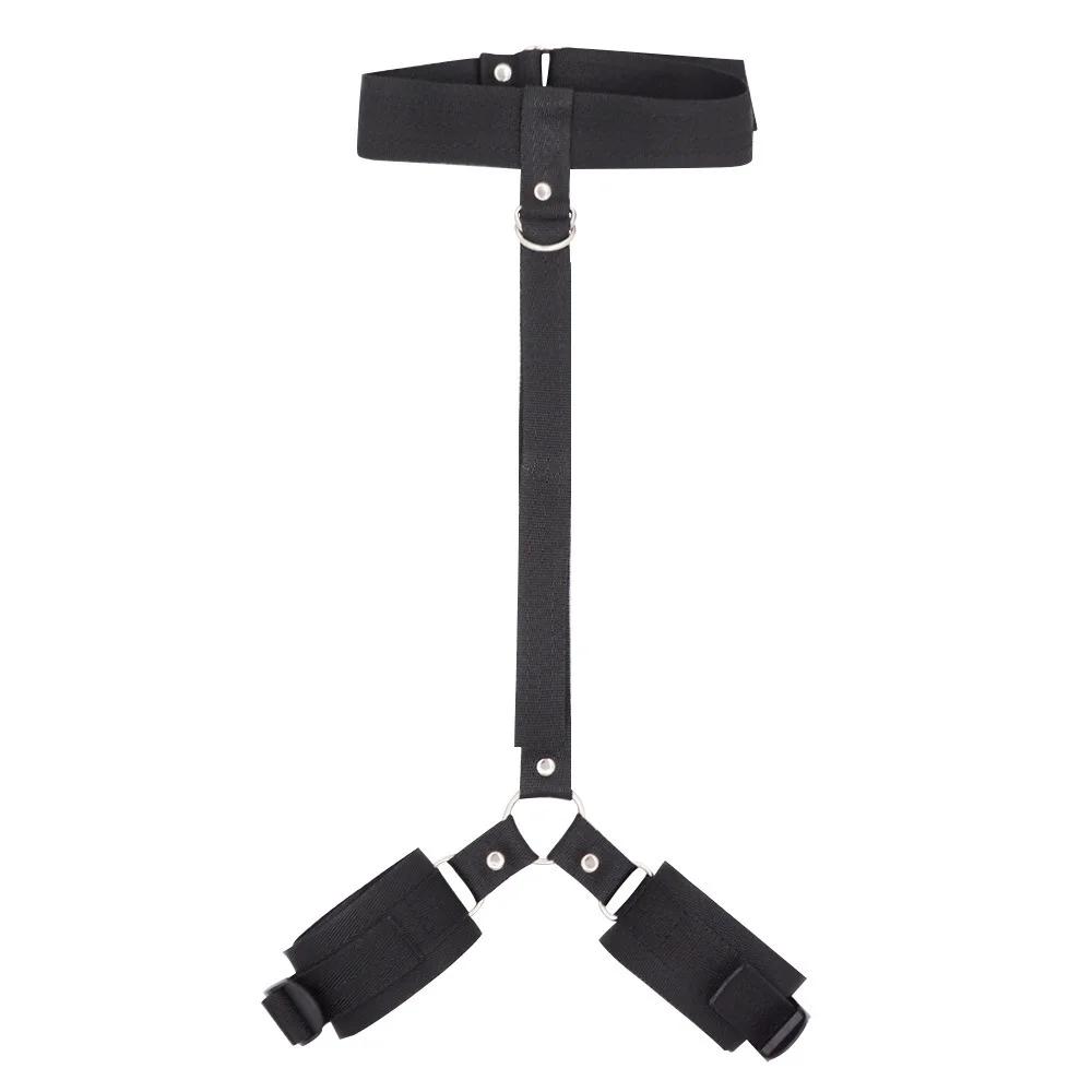 Neck to Wrist Restraints kit Sexy women  Behind Back Handcuffs Collar Adjustable Bondage Set Couple SM Sex Game Tool