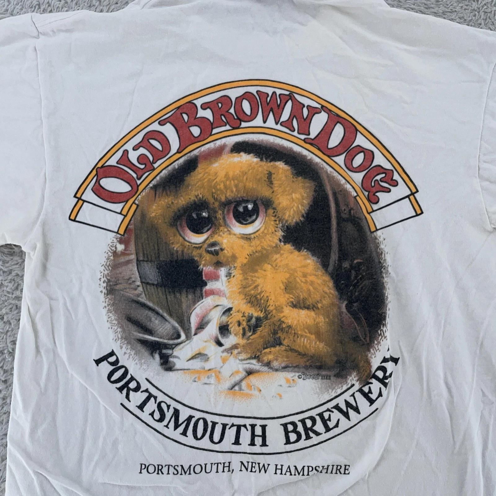 Vintage Old Brown Dog Portsmouth Brewery T-Shirt Small New Hampshire Bar Beer XL