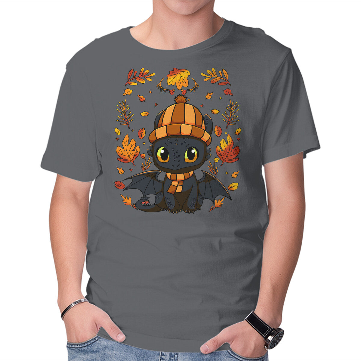 Unisex Crew Neck T-Shirt Fall Night Fury Graphic Short Sleeve Casual Tee M