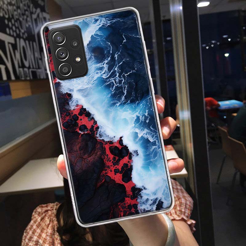 The Collision of Lava and Seawater Phone Case for Samsung A54 A57 A37 A17 A14 A15 A12 A24 A34 A55 A35 A25 A52S A07 A05S A04S A22