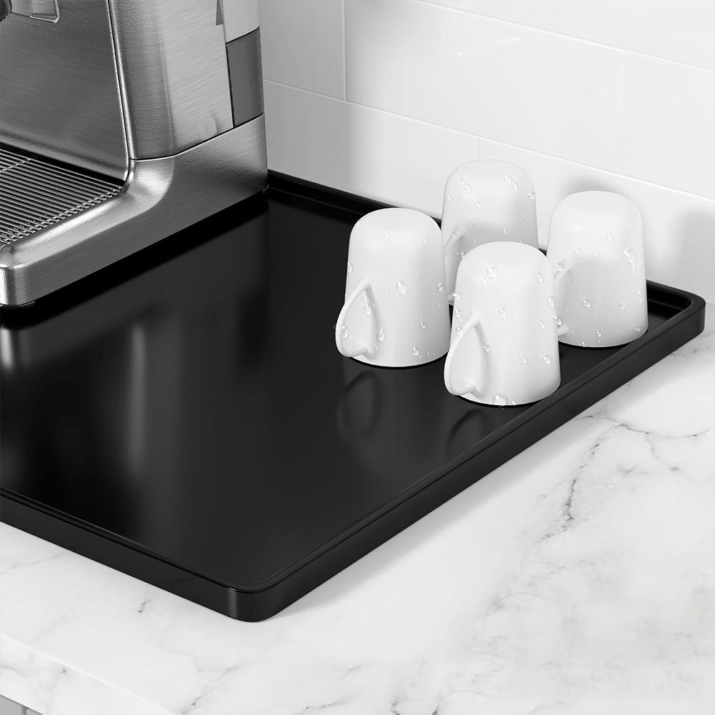 Solid Color Drying Mat Anti-Slip Raised Edge Drain Mat Waterproof Thicken Dish Drying Pad for Espresso Machine Station
