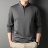 Autumn Zipper Stand Collar Men's T-shirt for Young and Middle-aged People Casual Solid Color Thin Cotton Long-sleeved Bottoming Shirt Men's Sweatshirt