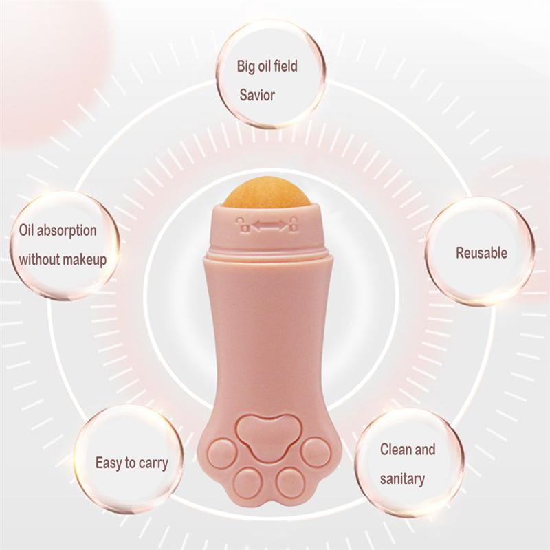 Cat Paw Face Oil Absorbing Roller  Volcanic Stone Blemish Remover Facial Shiny Changing Pores Oil Removal Massage Artifact Tools