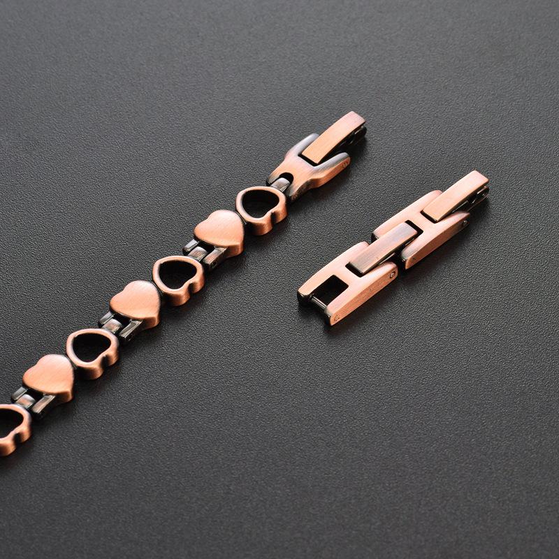 Versatile Women's Red Copper Heart Magnetic Therapy Bracelet