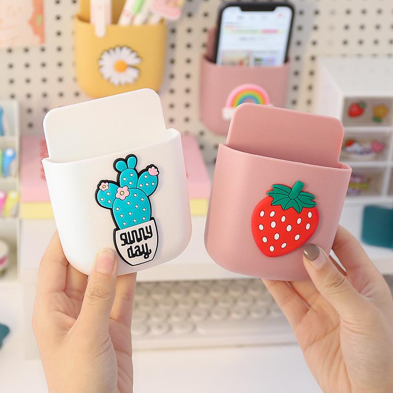 Wall-mounted Pen Holder Non-punched Wall Hanging Box Student Dormitory Bedside Mobile Phone Storage Rack